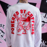 POWERED BY CAFFEINE LONGSLEEVE T-SHIRT - WHITE