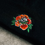 ROSE SKULL BEANIE - BLACK