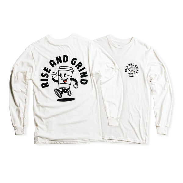 RISE AND GRIND LONGSLEEVE T-SHIRT - WHITE