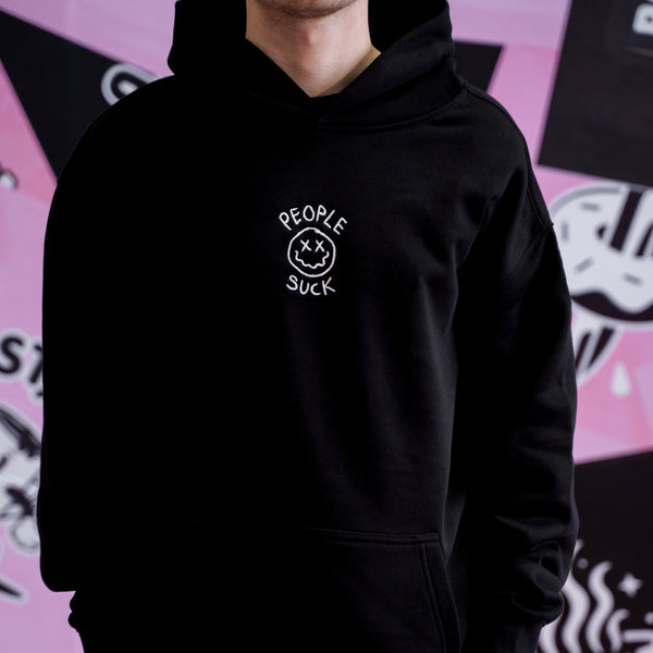 PEOPLE SUCK HEAVYWEIGHT HOODIE - BLACK