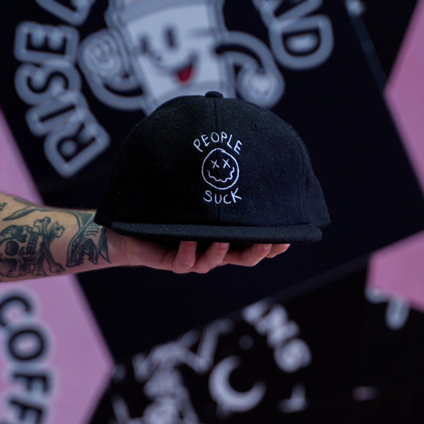 PEOPLE SUCK - BLACK WOOL 6PANEL