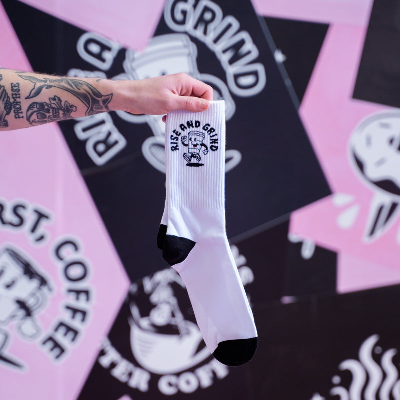 RISE AND GRIND SOCKS - WHITE