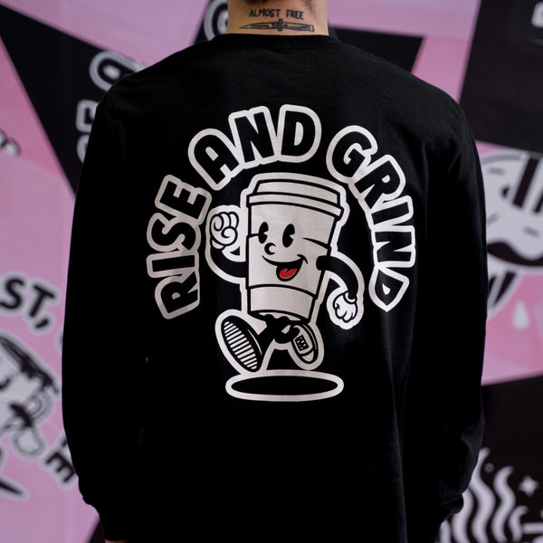 RISE AND GRIND LONGSLEEVE T-SHIRT - BLACK