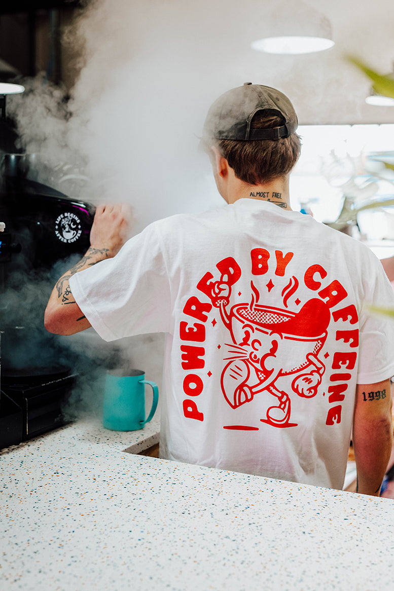 POWERED BY CAFFEINE - WHITE