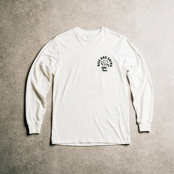 RISE AND GRIND LONGSLEEVE T-SHIRT - WHITE