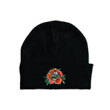 ROSE SKULL BEANIE - BLACK