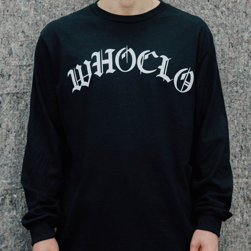 WHOCLO OLD ENGLISH LONGSLEEVE T-SHIRT - BLACK