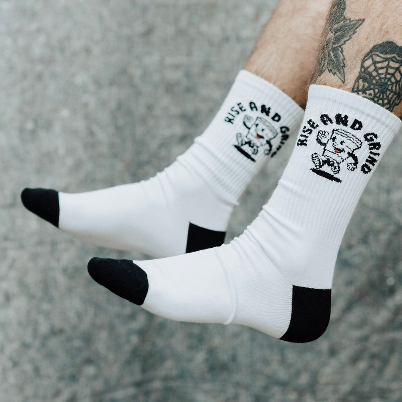 RISE AND GRIND SOCKS - WHITE