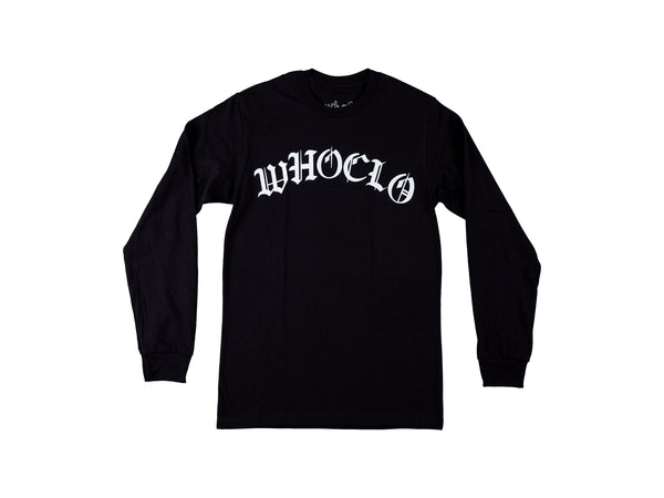 WHOCLO OLD ENGLISH LONGSLEEVE T-SHIRT - BLACK