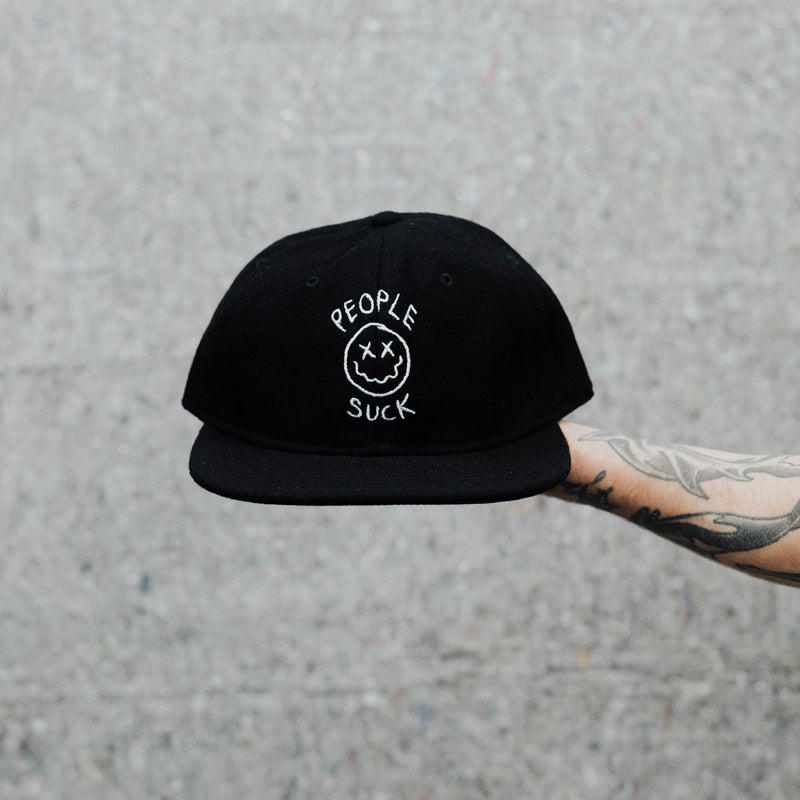 PEOPLE SUCK - BLACK WOOL 6PANEL